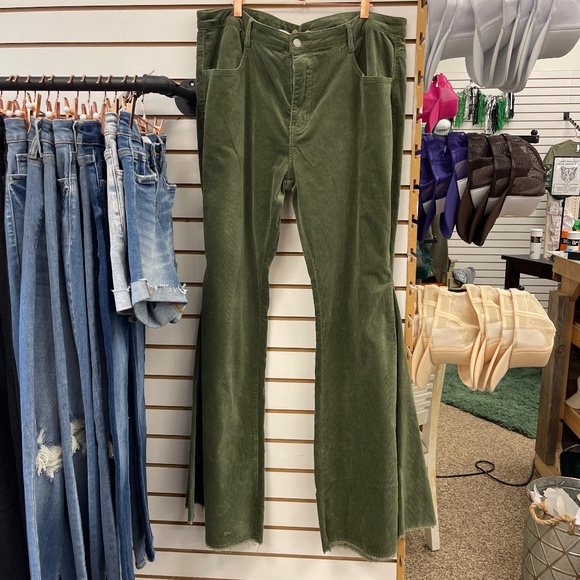 Saints and hearts Pants - Green corduroy bell bottoms